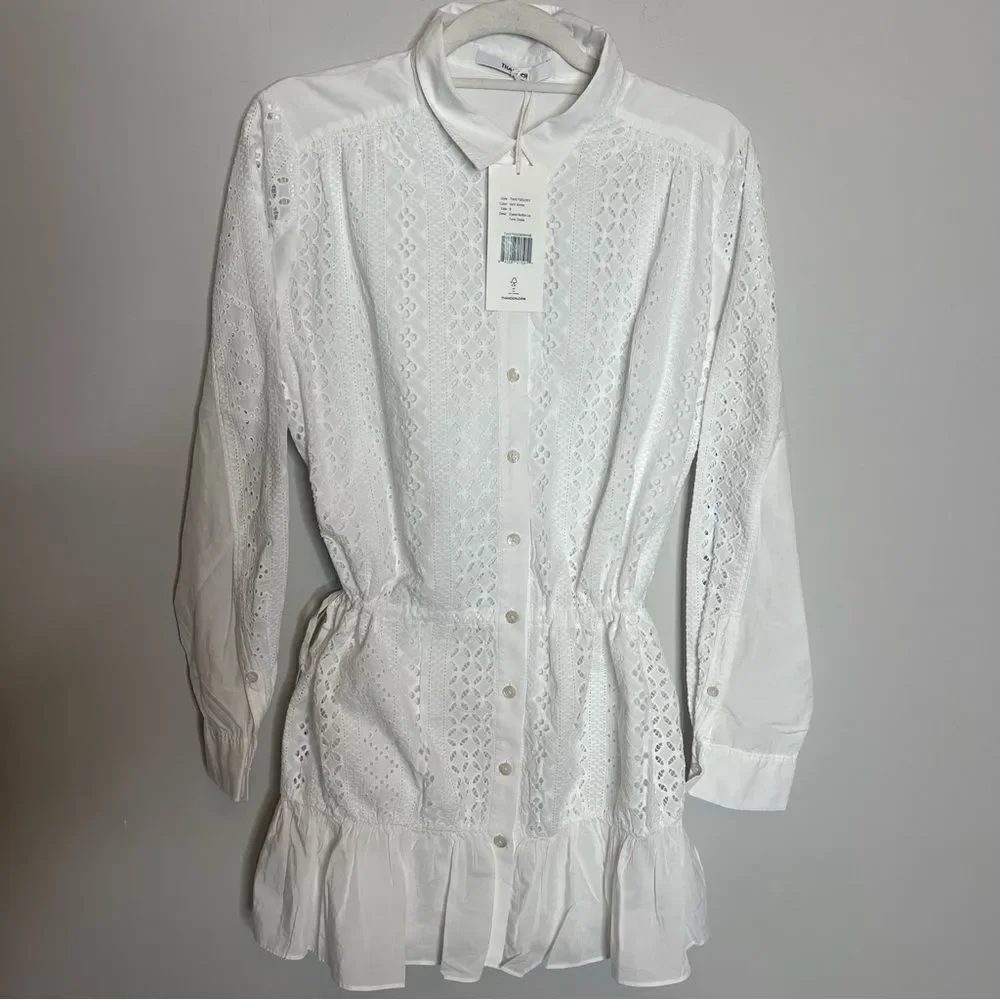 $250 Thakoon White button up lace tunic dress NWT size 6